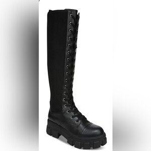 NWT Sam Edelman leather Combat Lace-Up Knee-High Boots